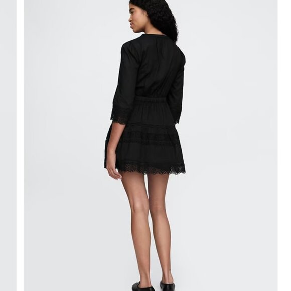 NWT Gap Lace Trim Mini Dress White Eyelet Boho Cottagecore Coquette Medium - Picture 8 of 10